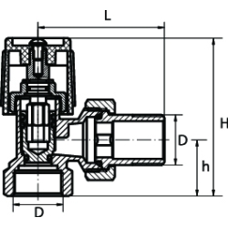 Zawór grzejnikowy zasilający kątowy 1/2