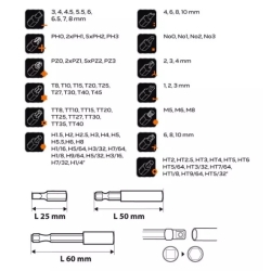 Końcówki wkrętakowe z uchwytem zestaw 99 szt. 06-104 NEO