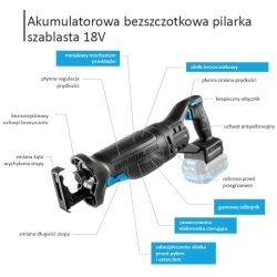 Bezszczotkowa pilarka szablasta 18V HT2E234-0RS Hogert