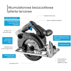 Bezszczotkowa pilarka tarczowa 165 mm 18V HT2E235-0CS Hogert