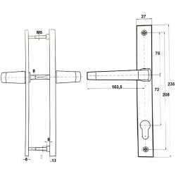 Klamka drzwi długi szyld K-90 ST-27 72 brązowa Metalplast-Częstochowa
