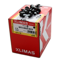 Wkręt samowiercący z podkładką EPDM do mocowania blach do podłoża drewnianego 4,8x25mm  RAL 8019 250szt.WM